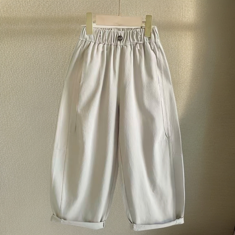 tgc男童裤子秋装2025新款休闲裤秋季儿童阔腿裤男孩时髦咖色米色