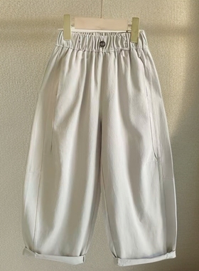 tgc男童裤子秋装2025新款休闲裤秋季儿童阔腿裤男孩米色松紧腰