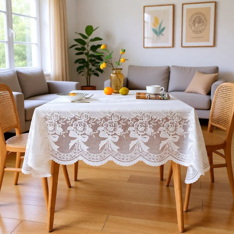 桌布防水防油防烫免洗欧式新款轻奢高级感茶几桌垫客厅餐桌布白色