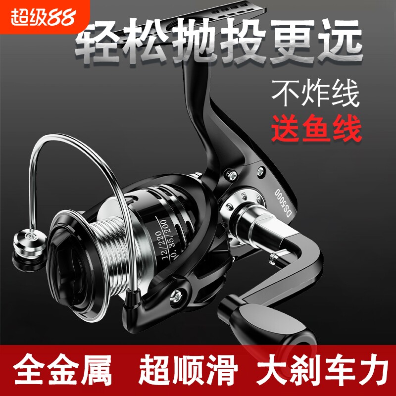 远投路亚纺车轮全金属鱼轮摇臂渔轮专用抛竿鱼线海杆海钓线杯轮盘图片