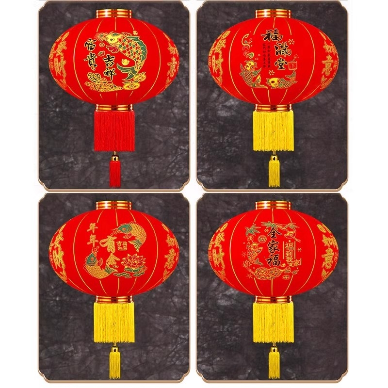 春节植绒灯笼节日婚庆大红灯笼家用阳台户外喜庆包邮插电绒布遥控