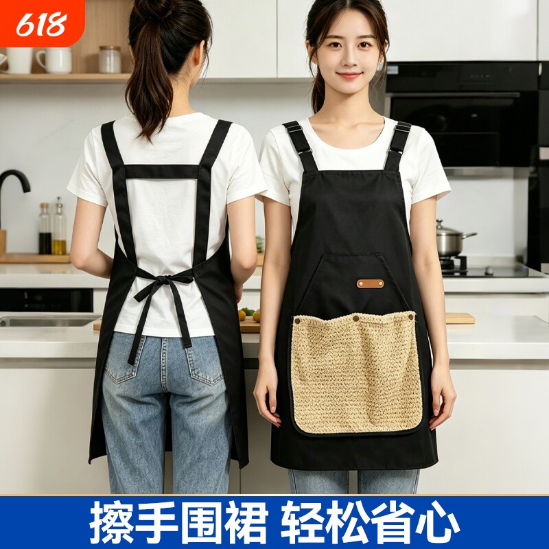 防水高级可擦手围裙厨房家用2026新款女防油高级感年轻款做饭带男