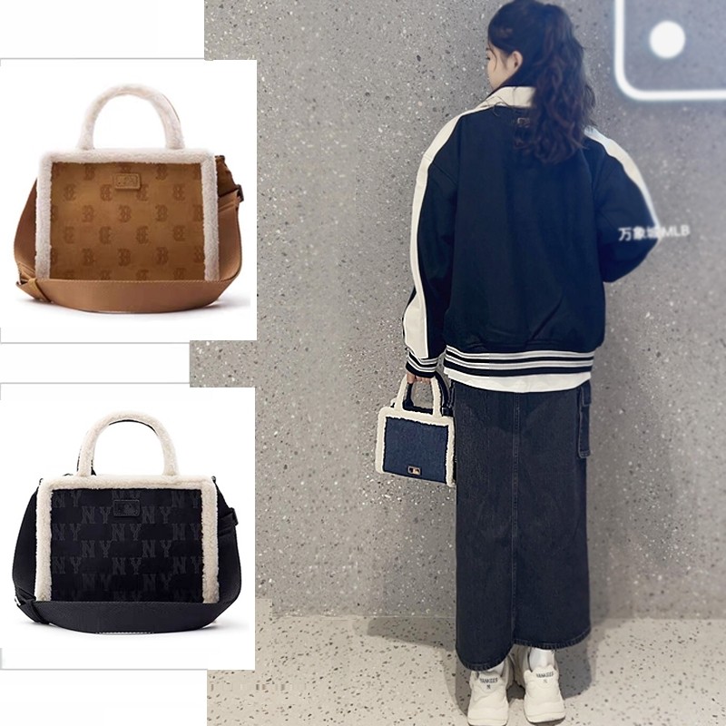 韩国秋冬新款毛绒老花托特包单肩手提包满印斜挎款女包平替通勤包,箱包皮具/热销女包/男包,托特包,淘宝优惠券,粉丝福利购,淘宝优惠卷