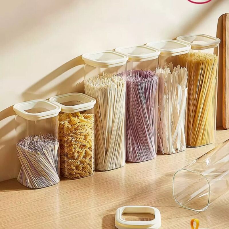 玻璃面条收纳盒食品级厨房家用挂面收纳桶食物密封储物罐大容量筒