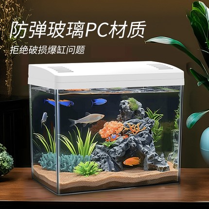 鱼缸家用客厅桌面小型观赏过滤制氧一体式造景生态水族箱豪华带盖