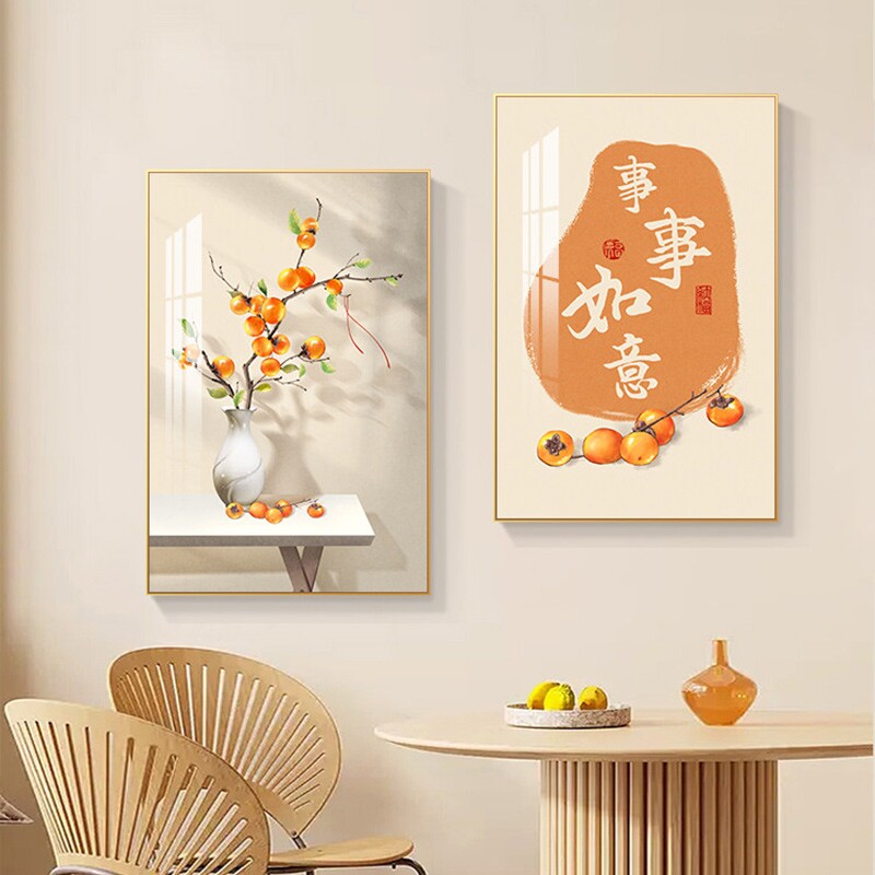 2026新中式餐厅新款装饰画组合饭厅挂画小清新餐桌背景墙壁画
