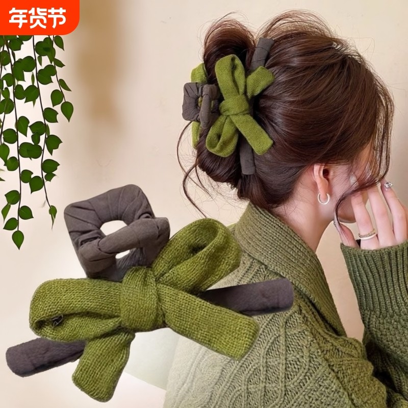 抹茶森林~日系蝴蝶结发夹新款大号鲨鱼发量后脑勺发卡发饰鲨鱼夹
