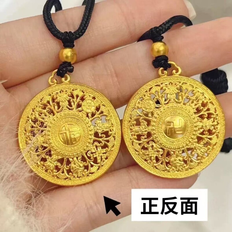 金店同款古法沙金款镂空福字八宝罗盘吊坠葫芦挂坠金刚杵貔貅