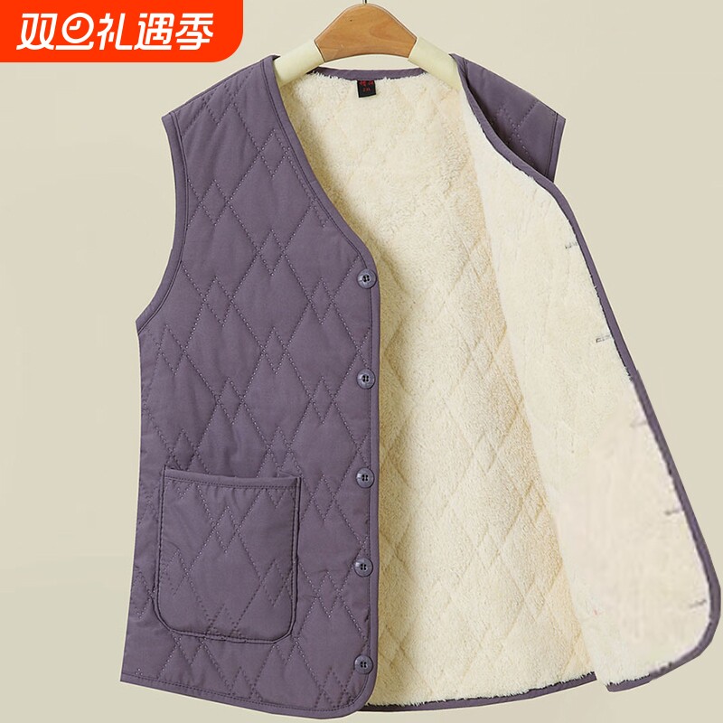 中年妈妈秋冬装马甲女中老年人加绒保暖坎肩奶奶新款背心马夹外套