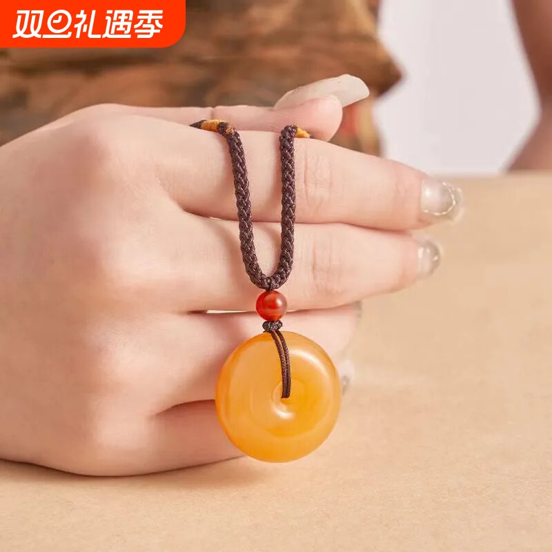 金丝玉平安扣项链女小众轻奢吊坠圣诞情人节礼物送女友老婆