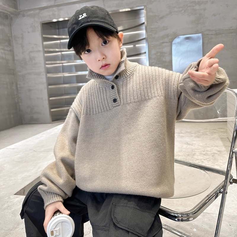 儿童装男童加厚针织高领毛衣秋季2025新款春秋冬款大童男孩打底衫