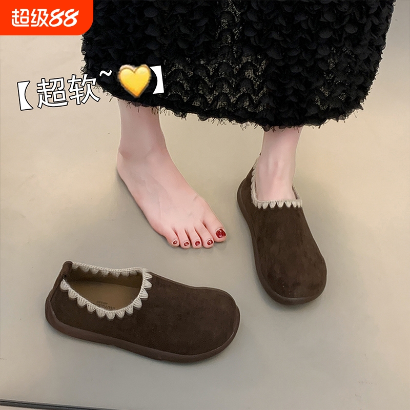 平底全包勃肯鞋女2025秋季新款一脚蹬豆豆鞋孕妇软底博肯乐福单鞋