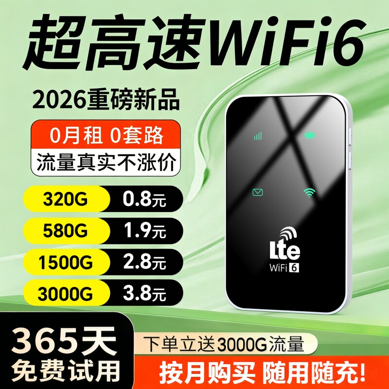智能wifi移动无线wifl6便携式免插卡2026新款路由器全国通用流量wi-fi车载宽带4g高速网络智能上网卡车载wifi