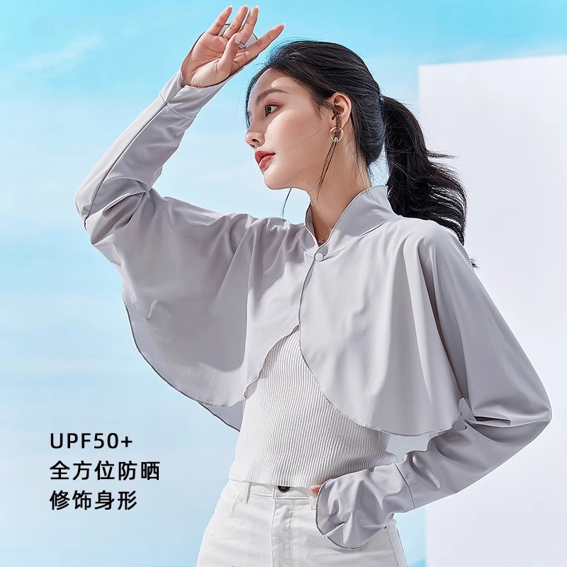 防晒袖套女夏季冰丝手套防紫外线冰袖开车防晒装备护臂宽松连披肩