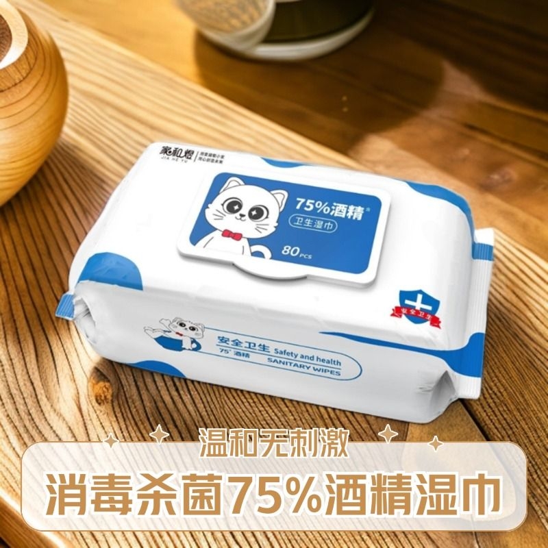 家和煜75度酒精一次性湿巾杀菌消毒多用途小包学生随身装便携清洁