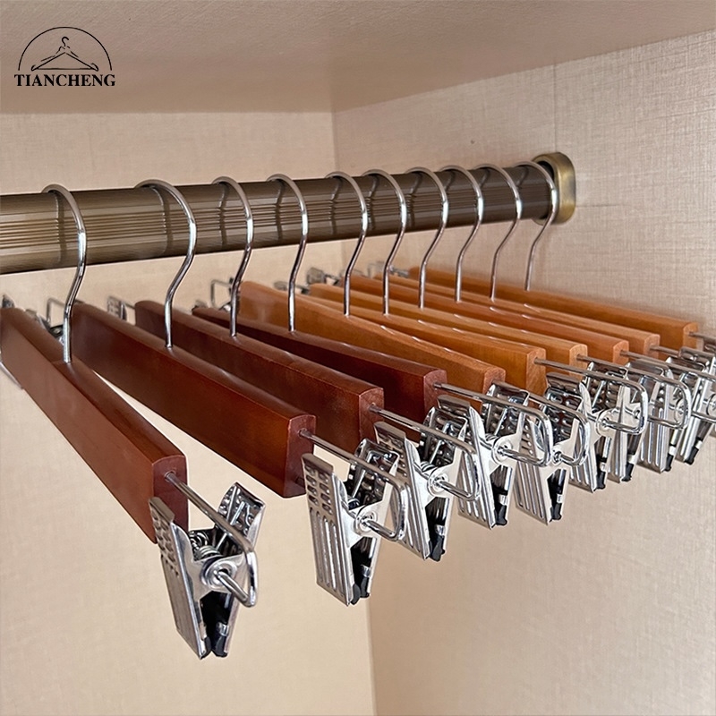 实木裤架家用衣柜内置裤夹裙子无痕强力服装店衣架裤挂木质裤夹子