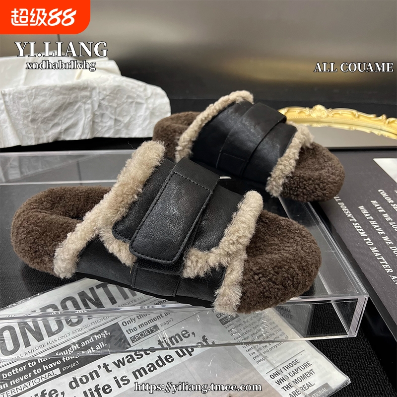 羊羔毛厚底毛毛鞋女|千人加购