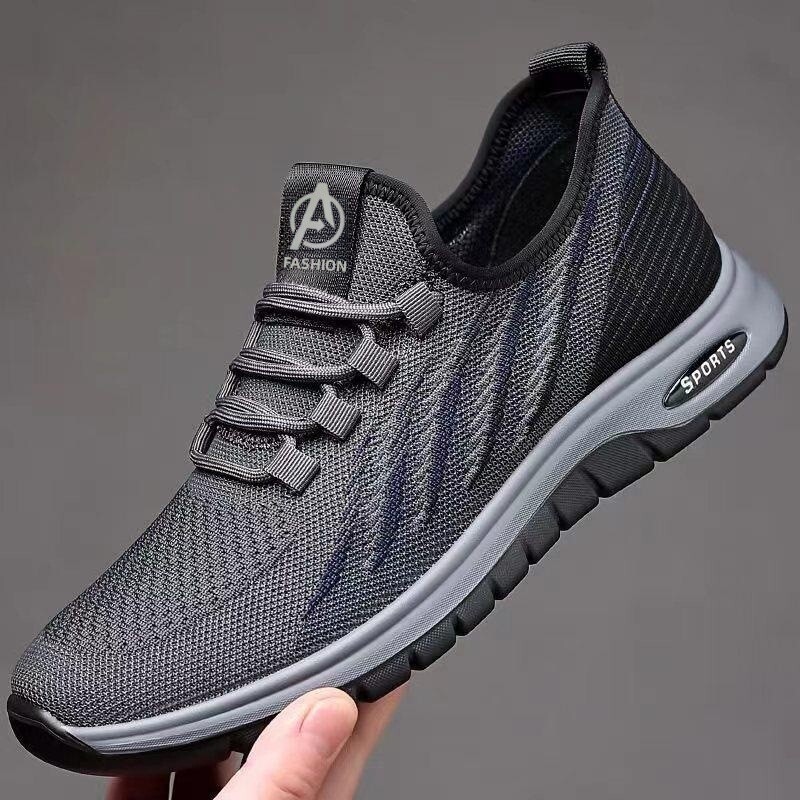 老北京布鞋新款飞织网面鞋子舒适透气软底休闲运动鞋中老年爸爸鞋