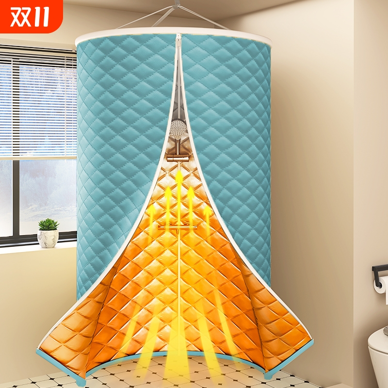 夹棉加厚保暖浴罩浴室浴帘挡风保温罩冬天洗澡不冷神器防水浴帐篷