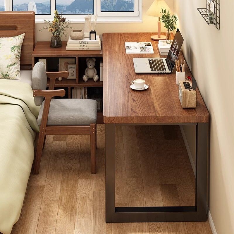 转角书桌拐角桌办公室电脑桌女生书架书柜一体卧室二合一ins爆款