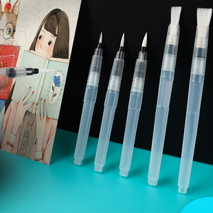 自来水笔套装初学者水粉固体水彩颜料画笔工具勾线美术学生绘画专用手绘水溶性彩铅储水毛笔软头单支尖头笔帽