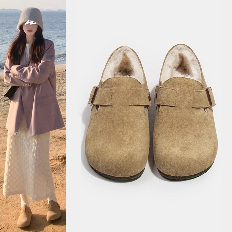 全包勃肯鞋女加绒加厚雪地靴2024新款冬季女鞋豆豆毛毛鞋博肯棉鞋