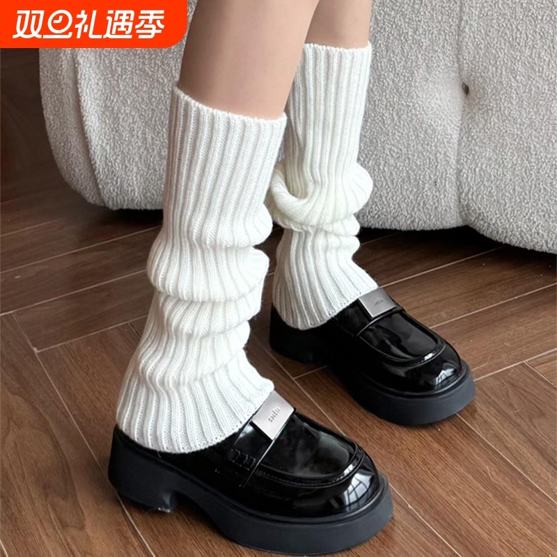 袜套堆堆袜子女2025新款爆款秋冬季加厚保暖羊毛长袜配雪地靴白色