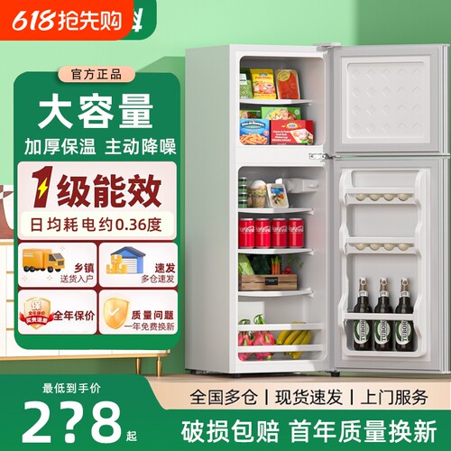 先科双门小冰箱家用一级节能小型租房用冷藏省电冰箱单门保鲜冷冻