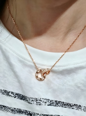 高品质双环圆圈项链手链女椭圆环