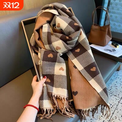 仿羊绒爱心形状保暖围巾女式