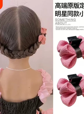 儿童网红纯色布艺双面蝴蝶结抓夹女童发卡小女孩发夹发饰黑色粉色