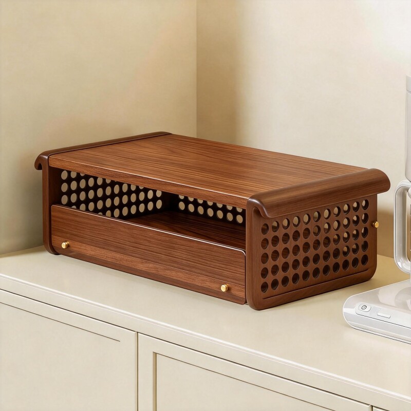 咖啡机置物架可抽拉餐边柜分层多功能放置架台面咖啡豆收纳储物盒