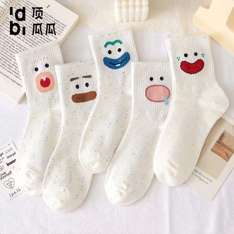 袜子女款中筒袜春秋款防臭2025新款爆款网红卡通无骨月子袜吸汗