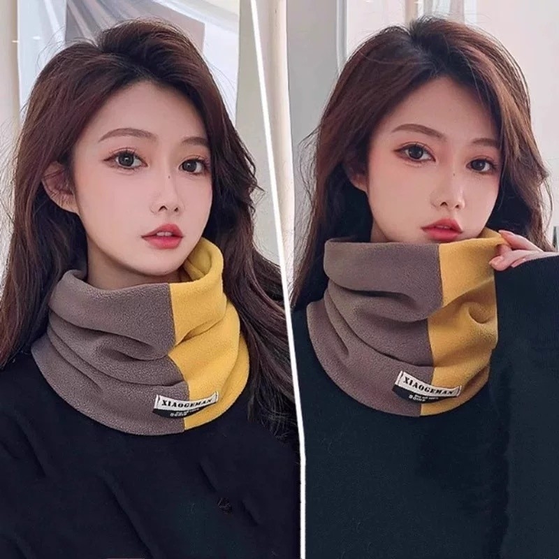 脖套冬季双层加厚保暖奥利绒户外骑行面罩时尚男女拼色套头围脖