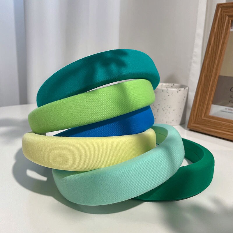 春天高颅顶海绵发箍女2025新款蓝绿色头箍法式复古宽边发卡压发