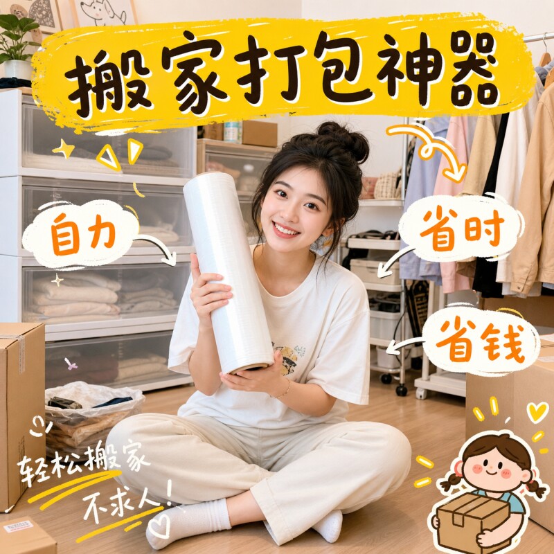 搬家缠绕膜打包膜拉伸保护塑料PE包装打包工业用保鲜气泡包装神器图片