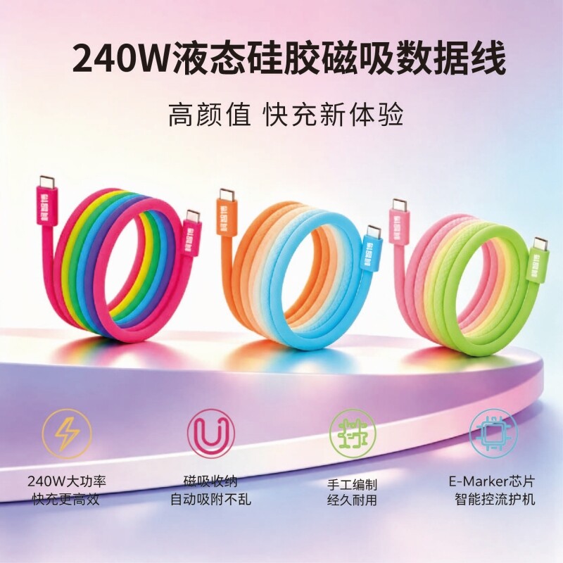 新款多色磁吸充电线适用苹果17车载数据线iPhone16pro手机15可自收缩收纳typec自动伸缩快充器双C器18新机图片
