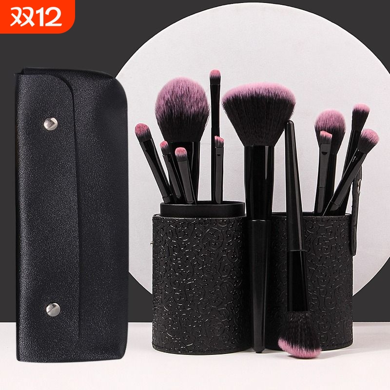 素颜软毛12支化妆刷套装便携收纳桶装套刷抓粉力强网红修容口红