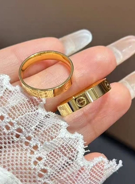 金店同款素圈戒指车花光面仿黄金硬金戒子男女情侣对戒指环