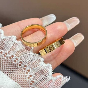 金店同款素圈戒指车花光面仿黄金硬金戒子男女情侣对戒指环