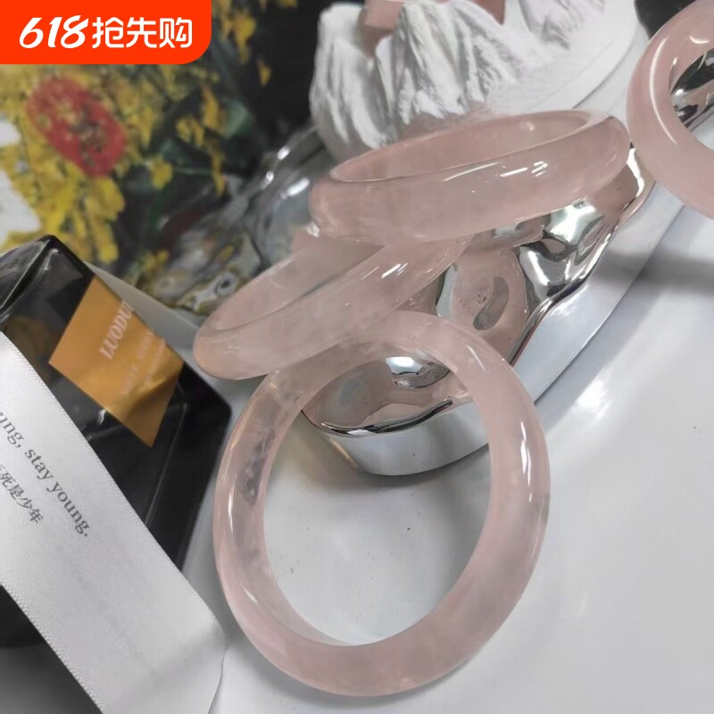 天然高冰粉水晶手镯女粉晶玉镯冰粉肉粉果冻粉晶手镯送礼