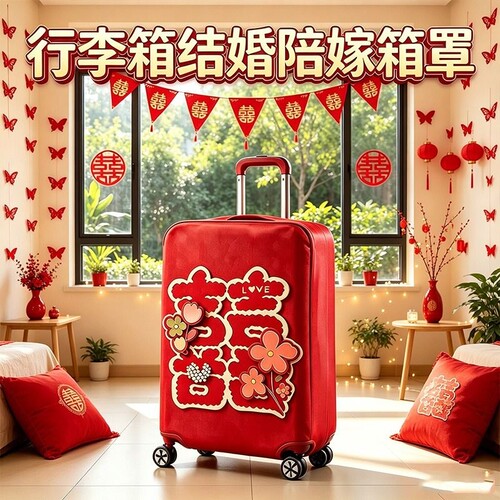 适用行李箱保护套结婚红色箱罩陪嫁箱套旅行箱拉杆箱防尘罩20寸