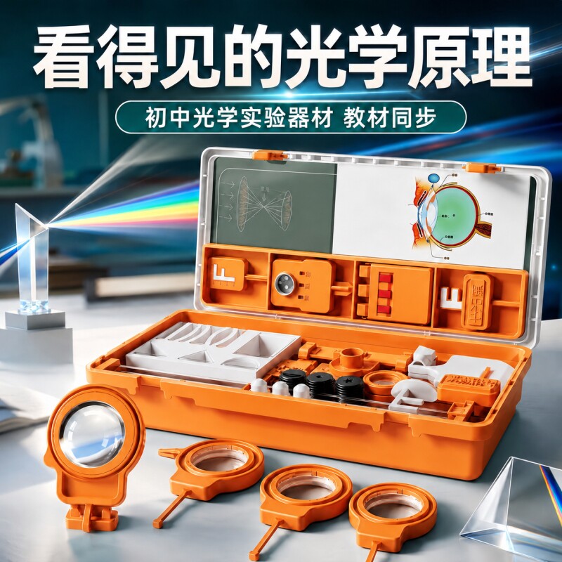 初二物理光学实验器材全套初中八年级上册光力学实验箱八上凹透镜凸透镜成像套装8年级实验盒光具座小孔成像
