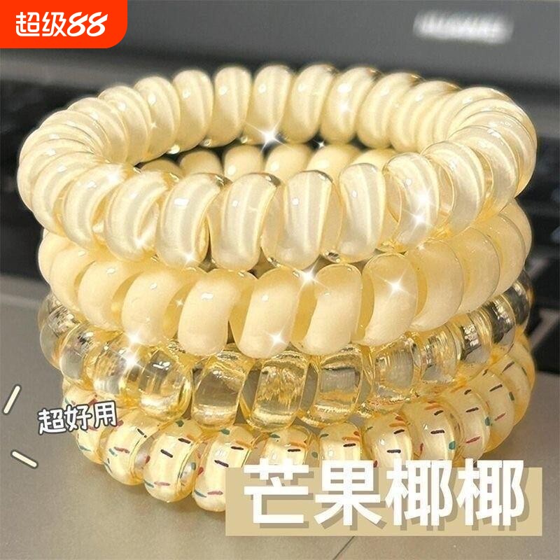 少女的夏日电话线发圈~果冻色马卡龙色情侣无痕高弹力薄荷甜美