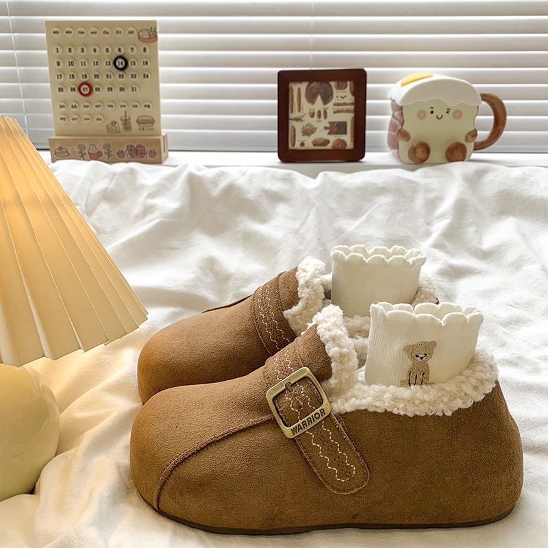 厚底内增高加绒全包勃肯鞋女2025秋冬新款低帮乐福棉鞋保暖雪地靴