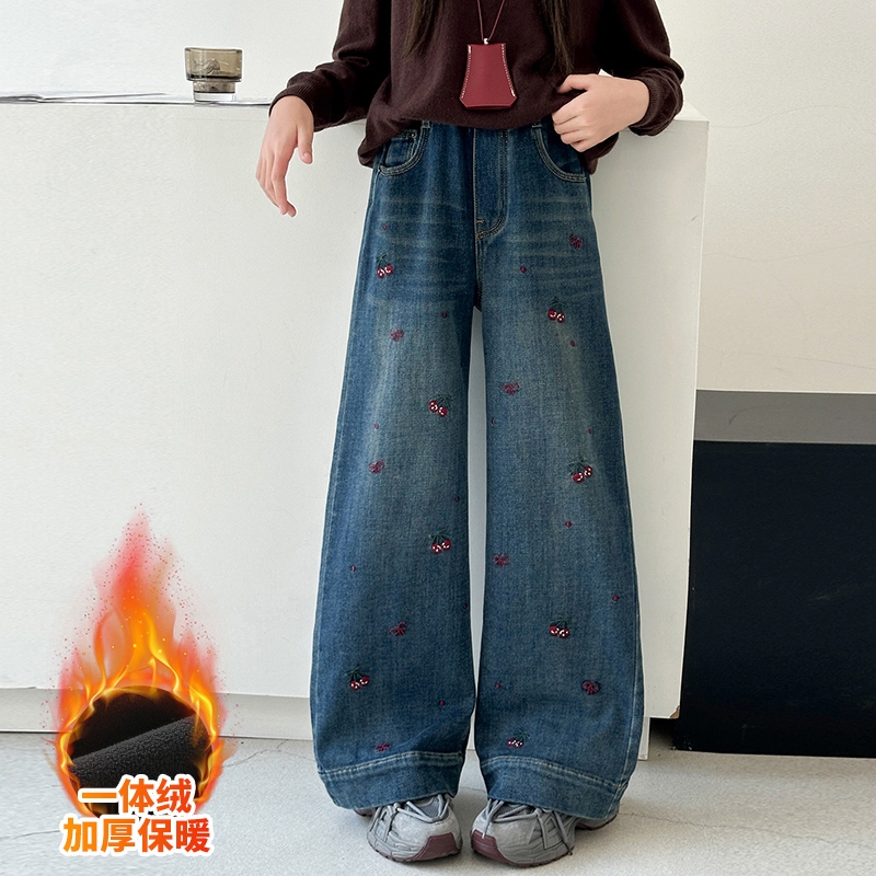 爱西娜牛仔裤女大童百搭宽松裤子