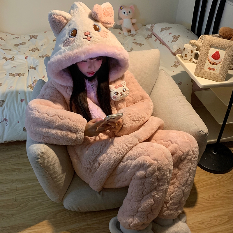 女士冬季新款三层夹棉加绒加厚