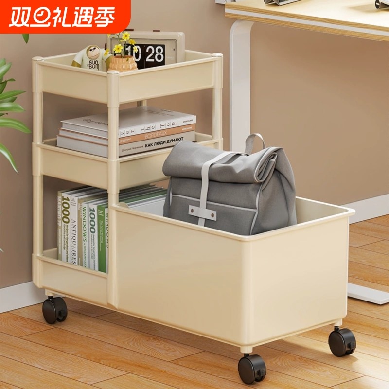 书包置物架桌边收纳柜办公桌下分层小推车书本置物架包包放置神器