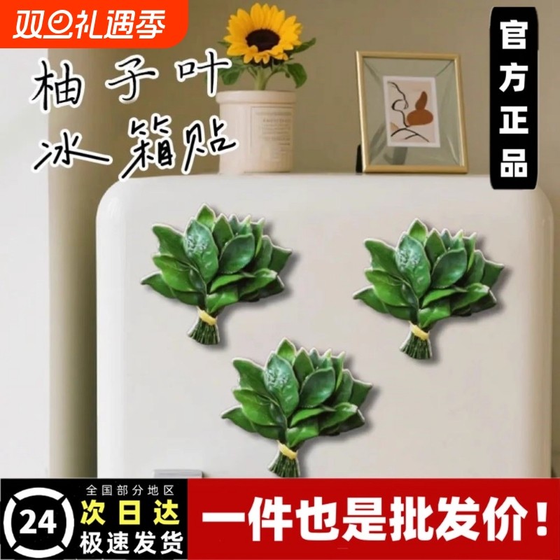 圣诞柚子叶冰箱贴磁吸幸运树脂创意小众搞怪礼物冰箱装饰给去晦气