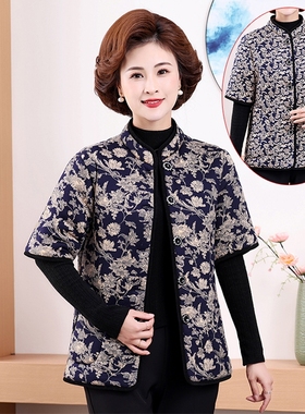 妈妈装秋冬季马甲中老年人秋冬装女加绒加厚奶奶棉袄棉服背心洋气